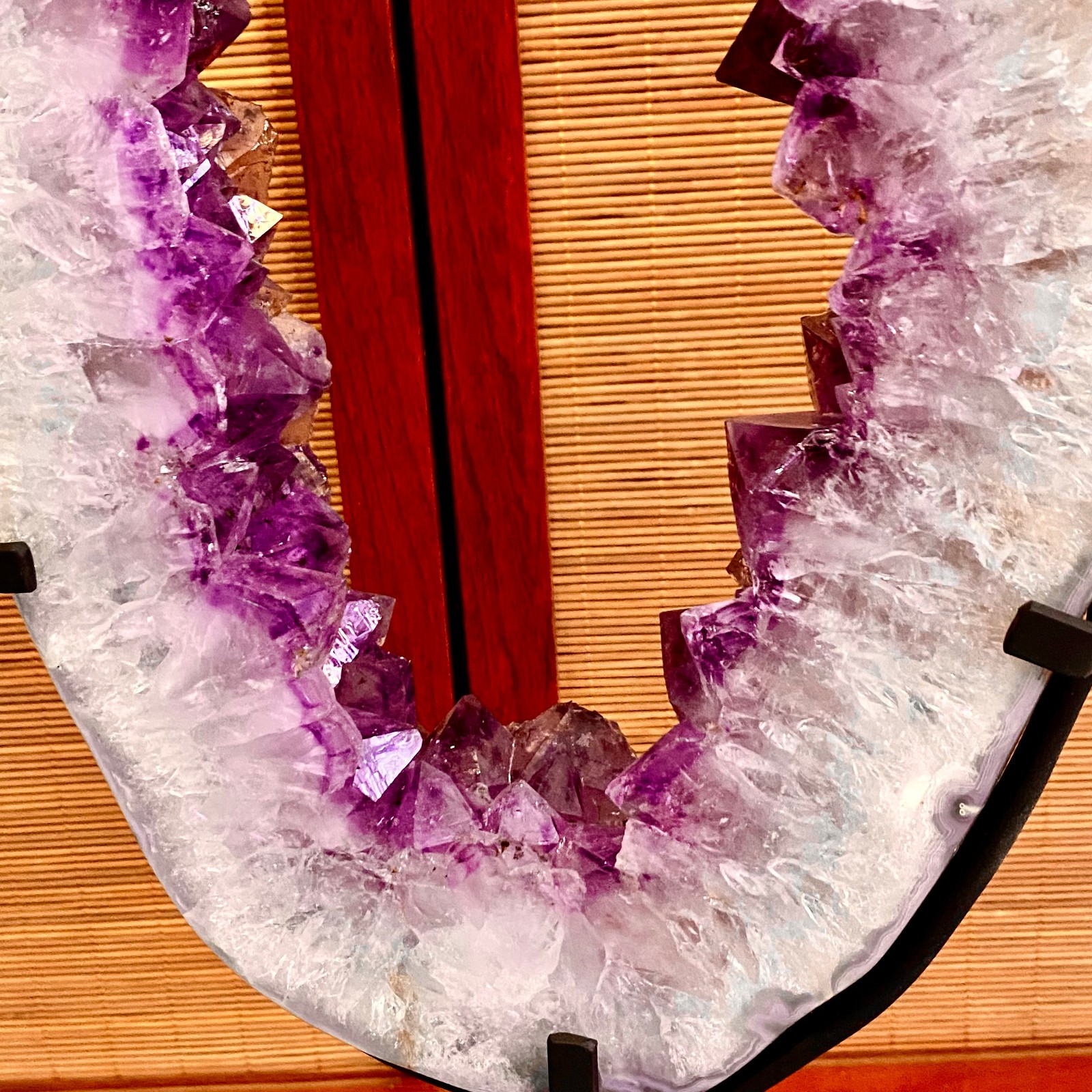 12.45LB Natural Amethyst Cave Crystal Slice Crescent shaped Hand Cut Repai