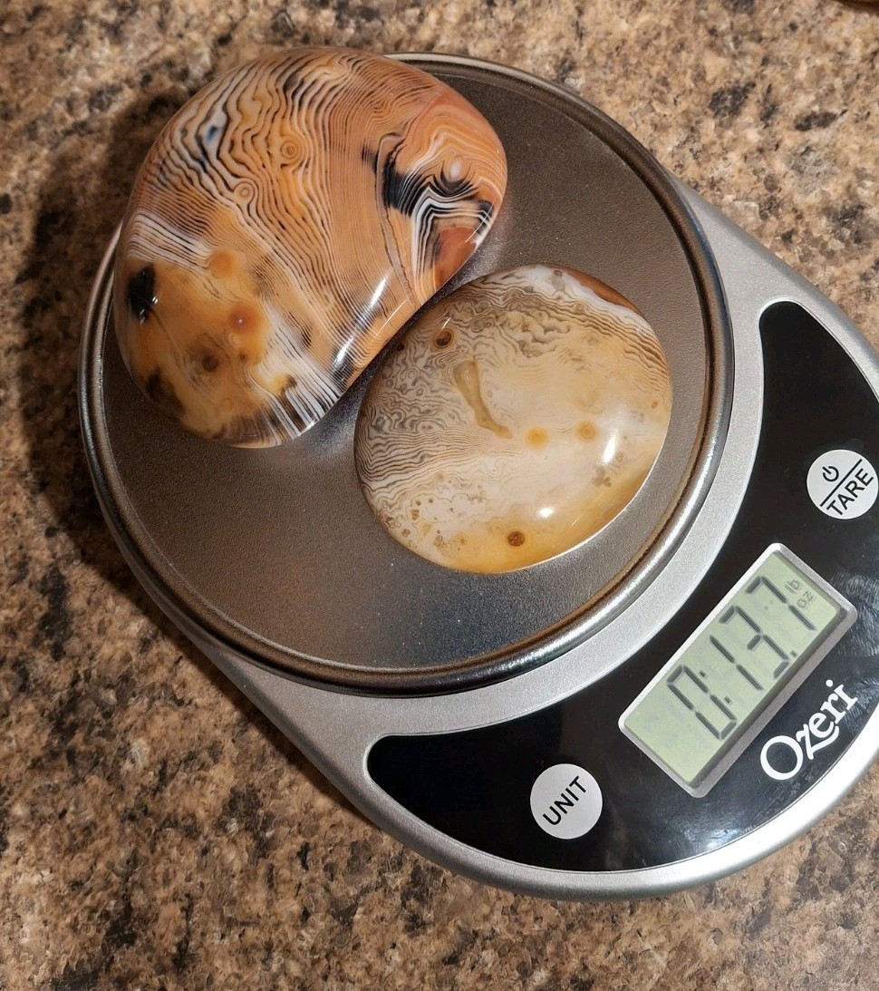 2 Natural Banded Carnelian Agate Crystal.Beautiful.