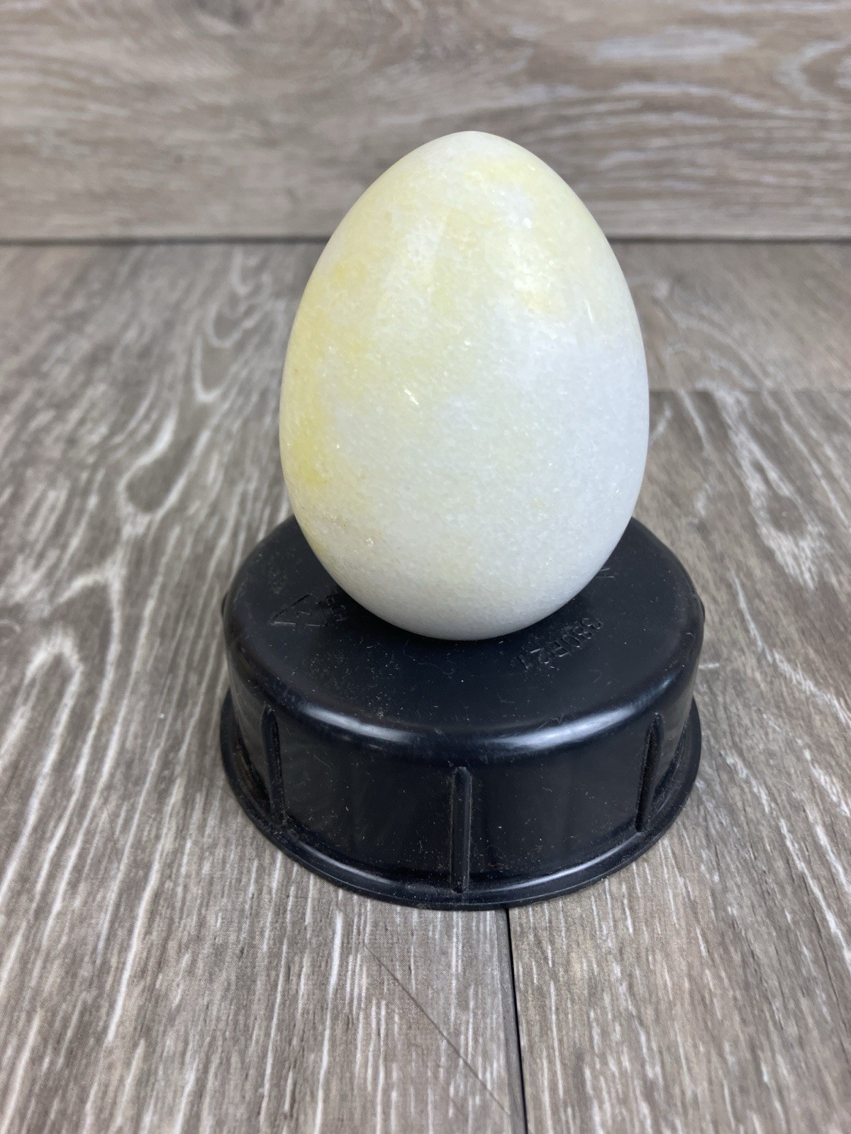 Polished Stone Rock Egg Easter Yellow White Natural