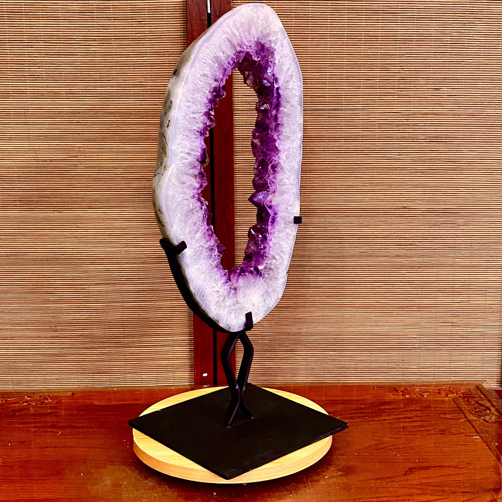 12.45LB Natural Amethyst Cave Crystal Slice Crescent shaped Hand Cut Repai