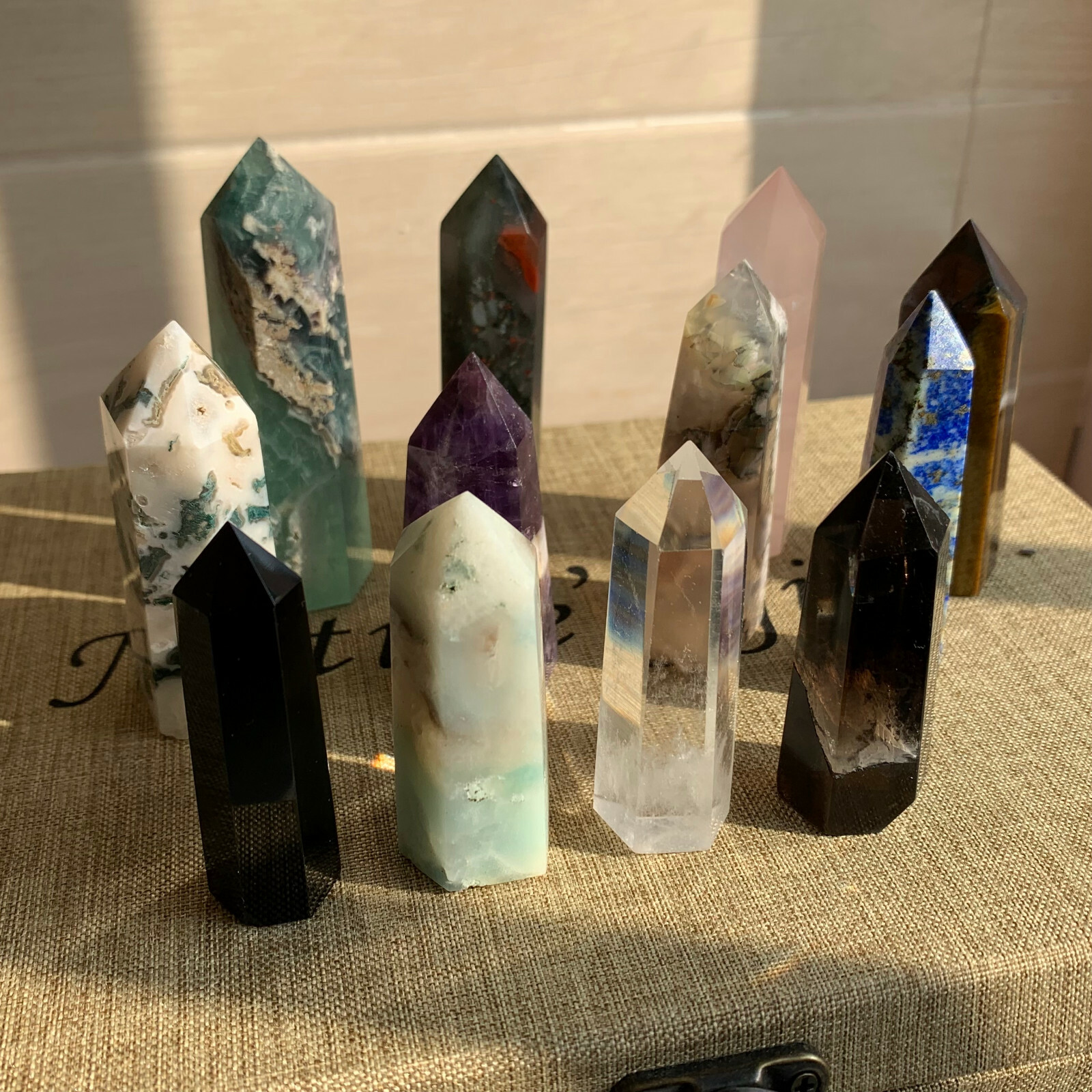 12pcs A lot TOP natural quartz crystal obelisk wand point healing send randomly