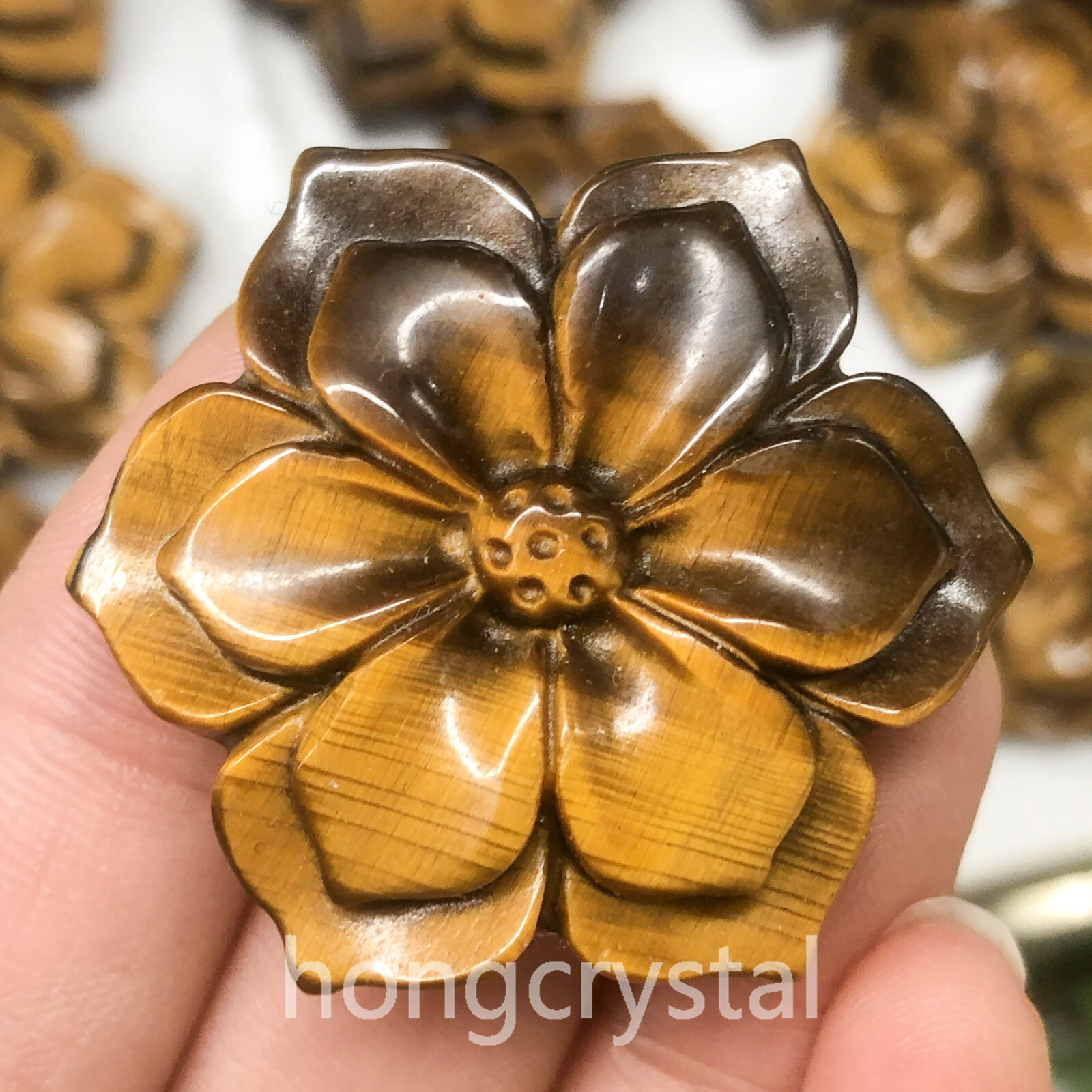 1pc Natural Tiger‘s eye Quartz Hand Caved Flower Skull Crystal Reiki healing