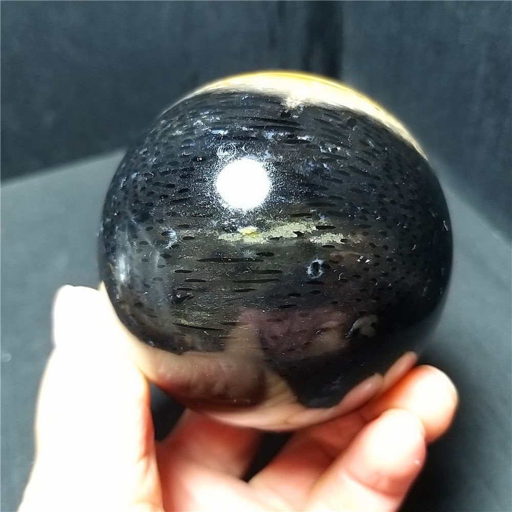 RARE 402.5G Natural Golden Hair Rutilated Quartz Crystal Sphere Healing C786