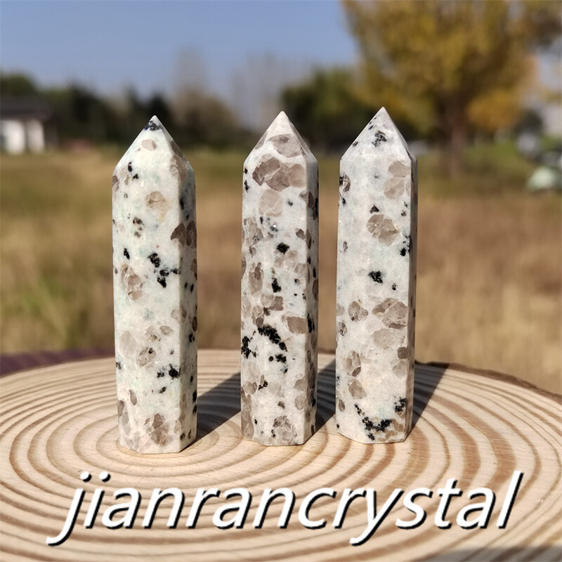 3pcs Natural Kiwi Fruit Quartz Obelisk Crystal Wand Point Tower Healing 5.5cm