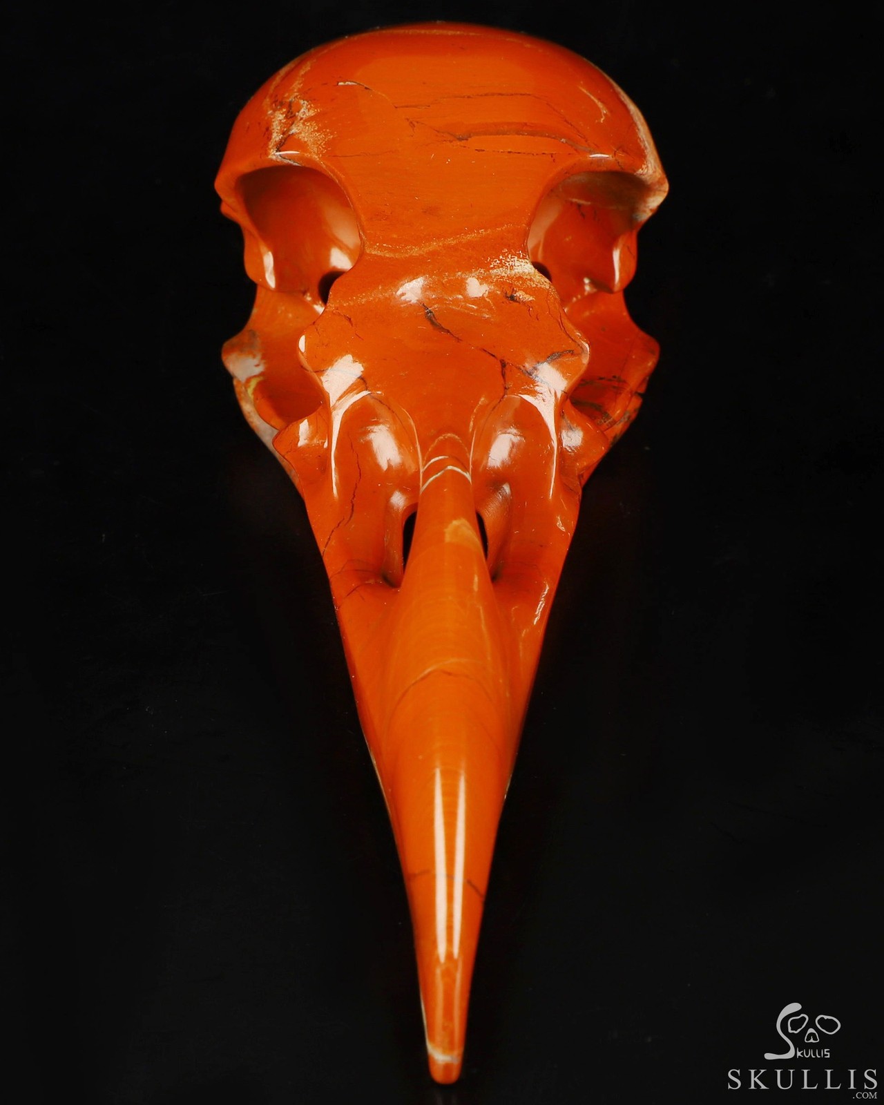 4.8″ Red Jasper Hand Carved Raven Crystal Skull Sculpture, Crystal Healing