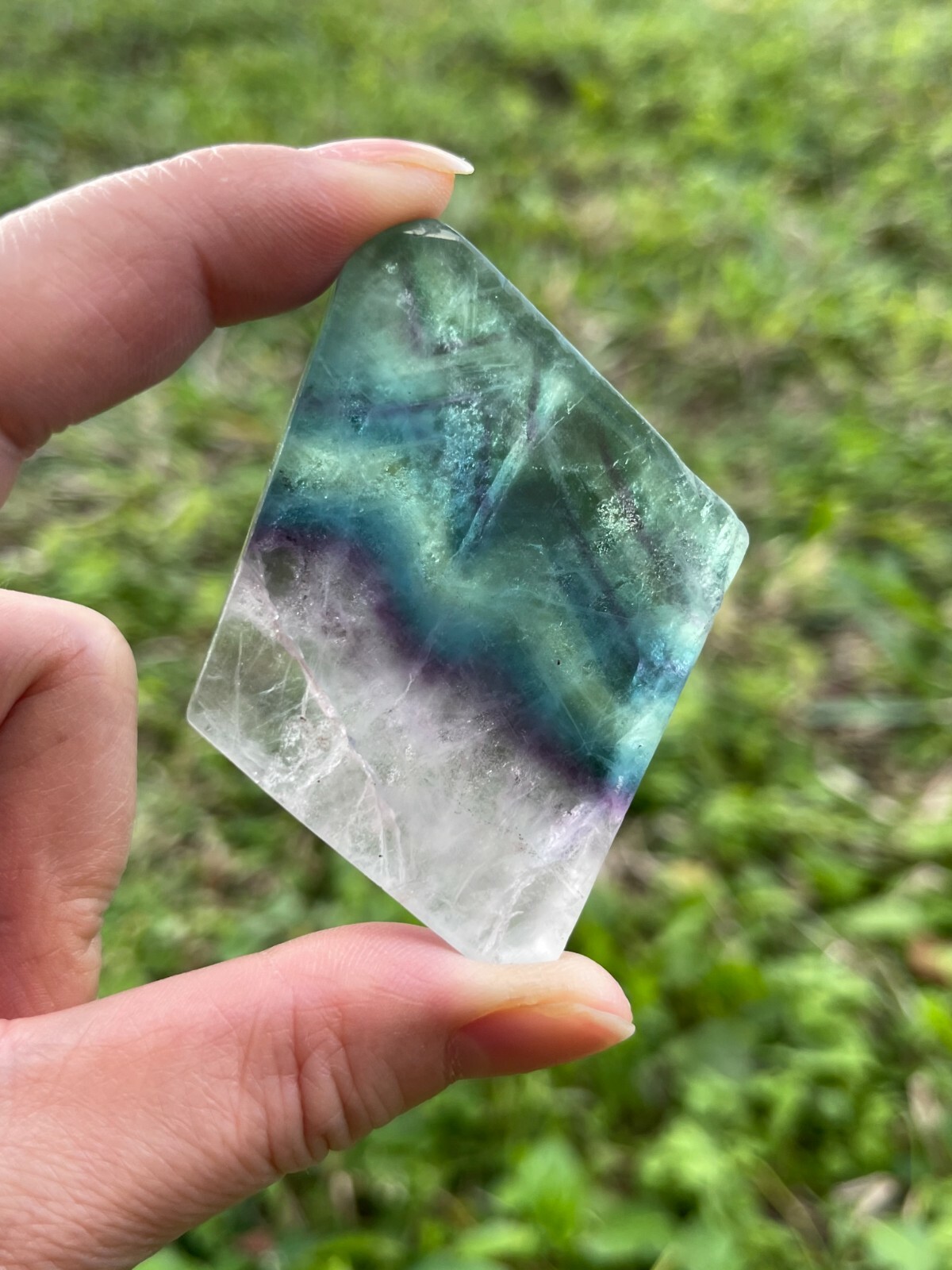 Grade A ++ Rainbow Fluorite Slab, 1.5-2.5″ Fluorite Fluorite Slice, Pick A Size