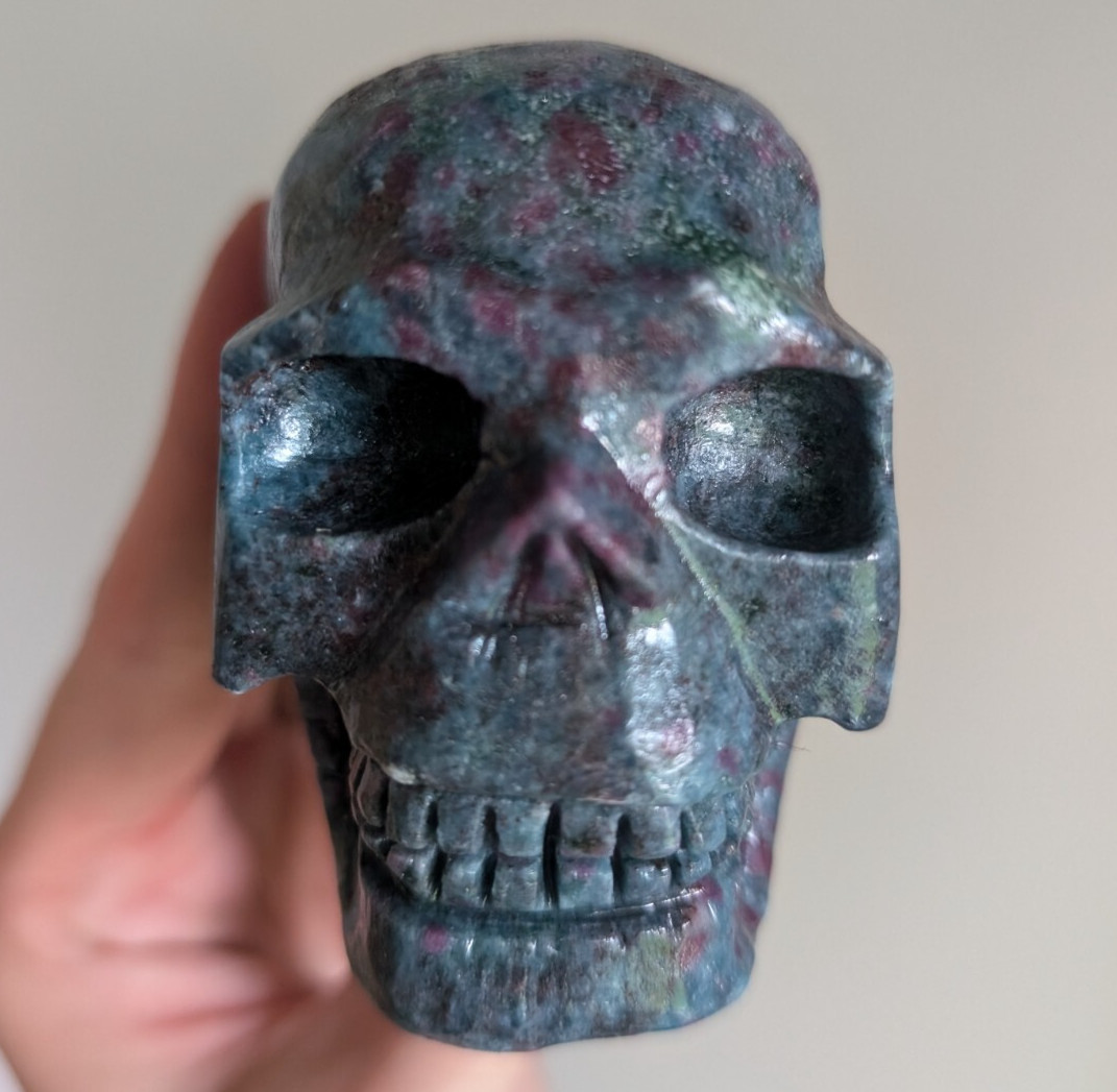 Ruby Kyanite Skull Crystal Large Big Gemstone Coated Reiki Chakra