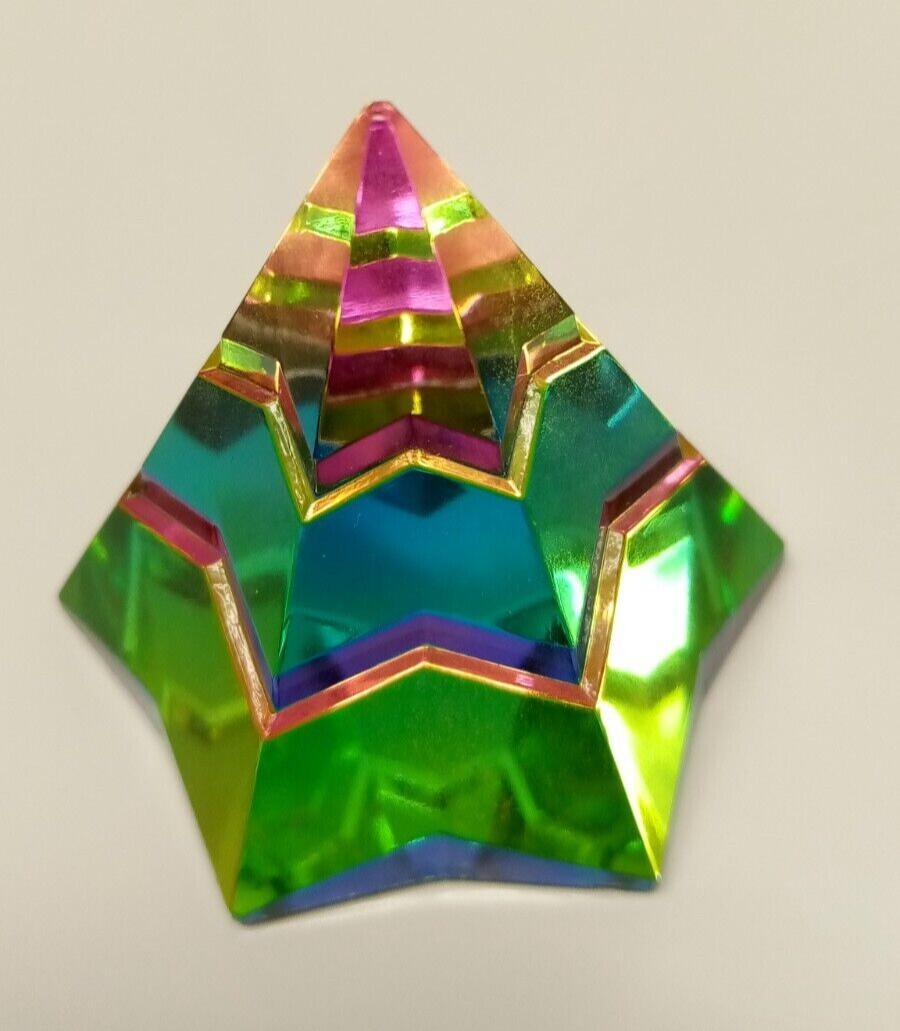 Vintage Iris Arc Rainbow Crystal Pyramid Table Top Mint Condition