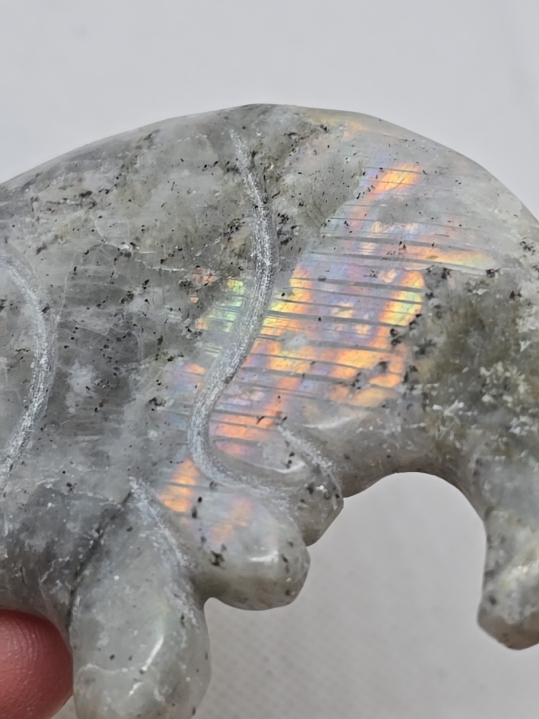 Labradorite Hand Carved Moon With Face Polished Double Sided