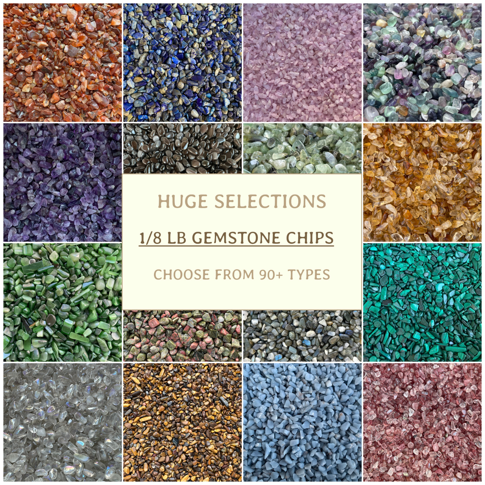 1/8 lb, 2oz Genuine Crystal Chips, Choose 90+ Types Natural Gemstone Chips