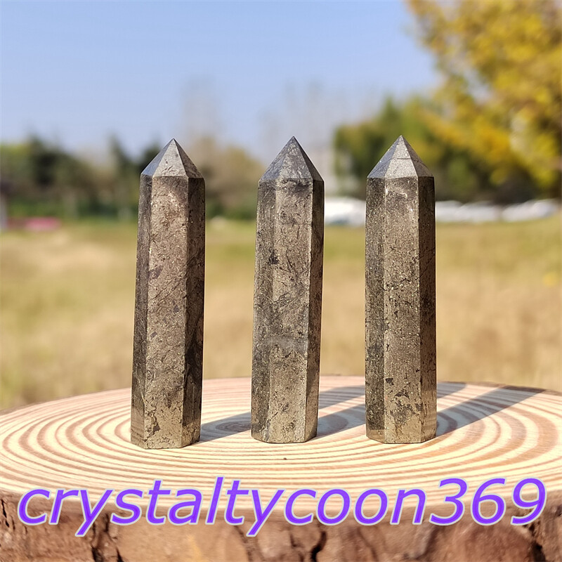 5pcs Natural Pyrite Wand Quartz Crystal Obelisk Point Tower Healing 5.5cm
