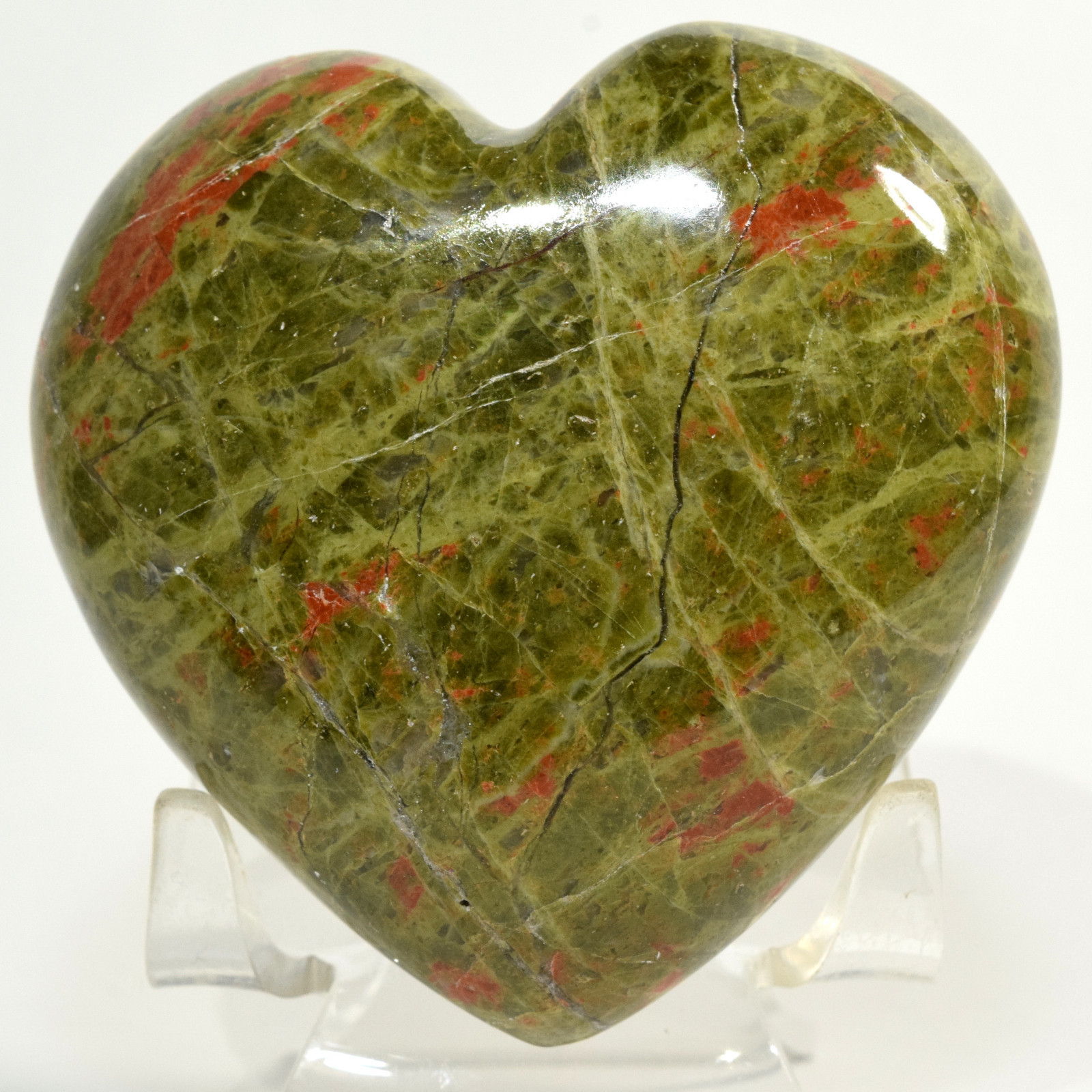 70mm Green Red Unakite Puffy Heart Natural Sparkling Feldspar Mineral – China