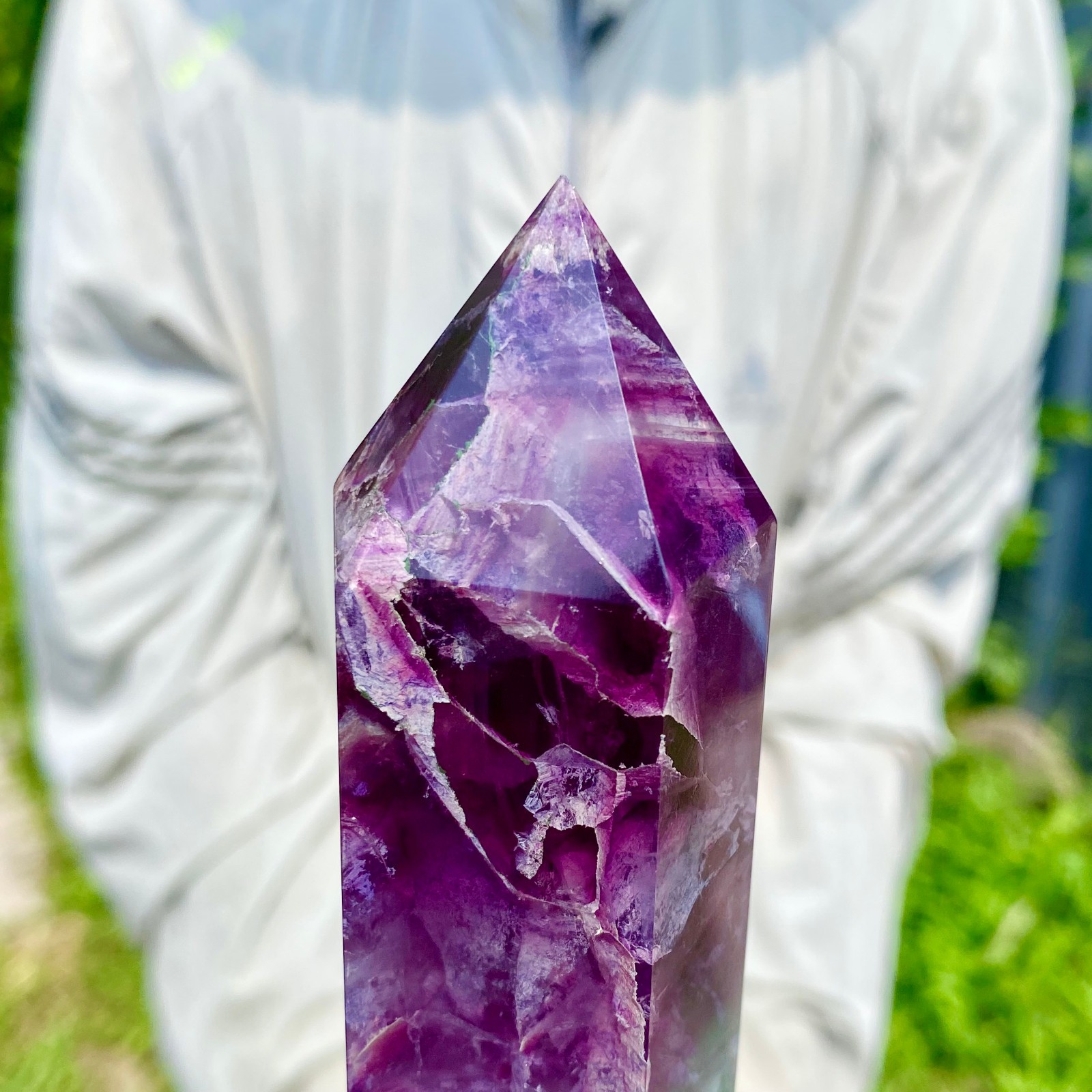 1.86LB Large Natural colored fluorite crystal column obelisk healing specimen