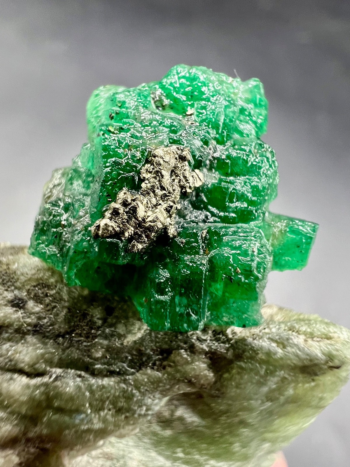 Natural Emerald Crystal Combines With Pyrite And Matrix From Swat Pakistan.