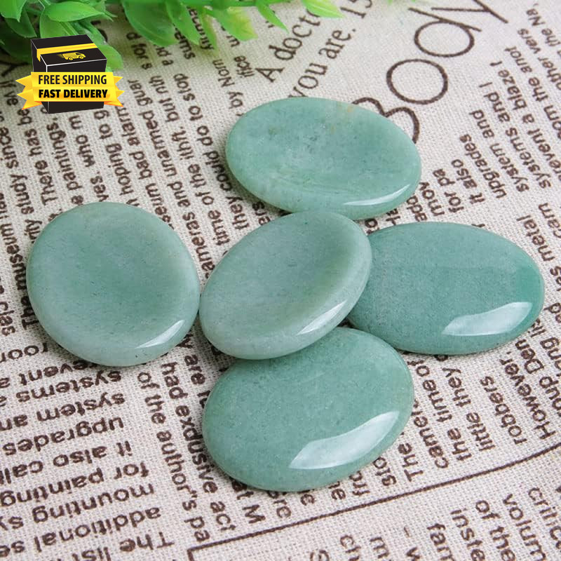 2Pcs Jade Palm Stone Green Rock Crystal Healing Reiki Polished Worry Stone ⭐️⭐️⭐