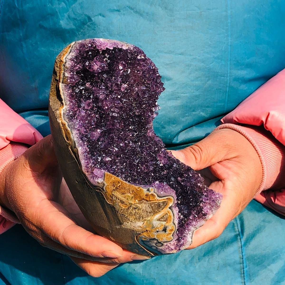 4.35LB 2pcs Natural Amethyst Uruguay Cave Crystal Cluster Specimen Healing