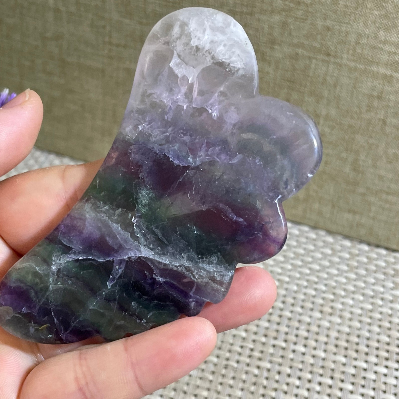 76g Natural beautiful Rainbow Fluorite Crystal Rough slices stone specimens