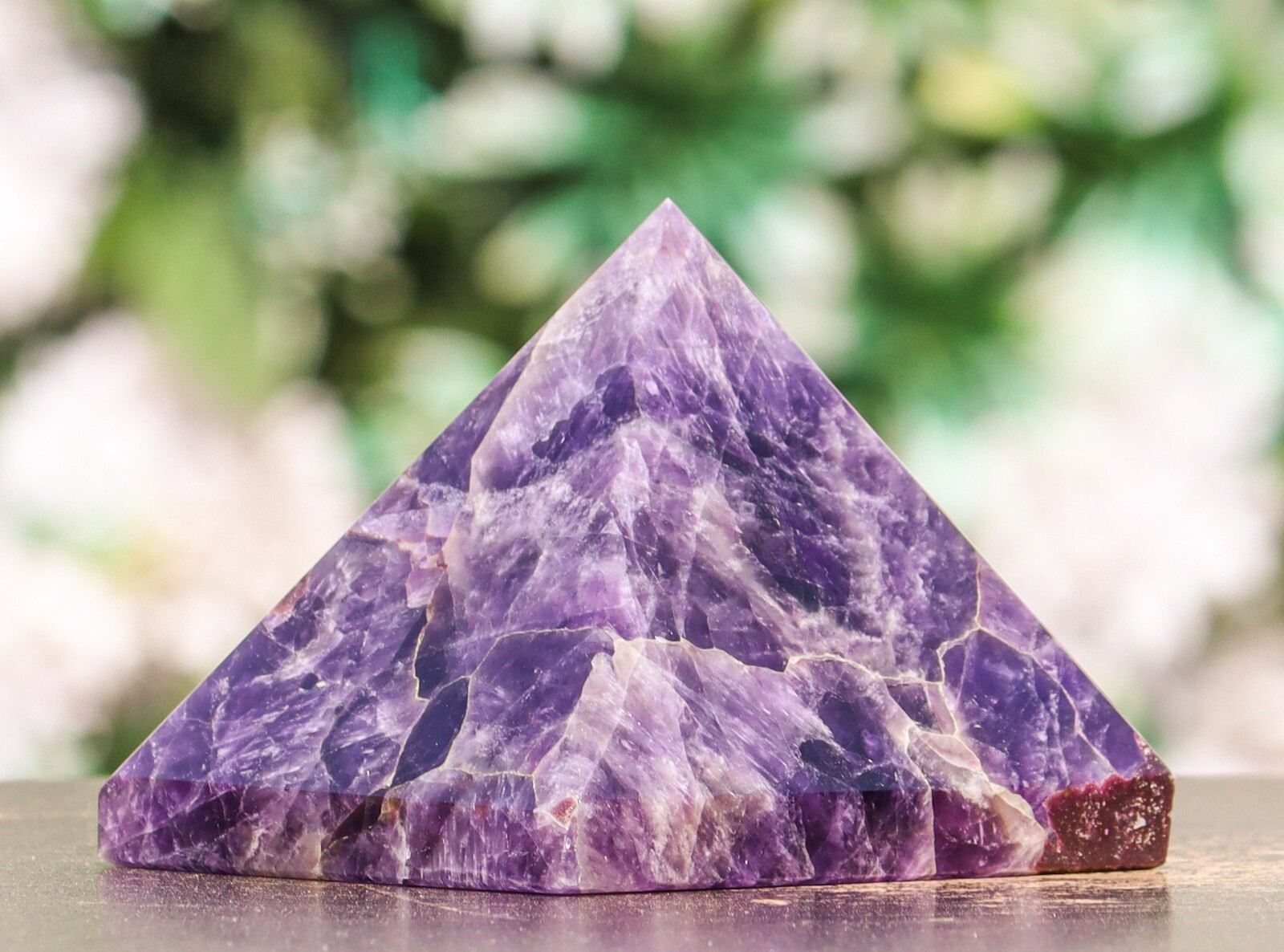 Nice 85MM Blue Amethyst Crystal Healing Reiki Charged Metaphysical Stone Pyramid