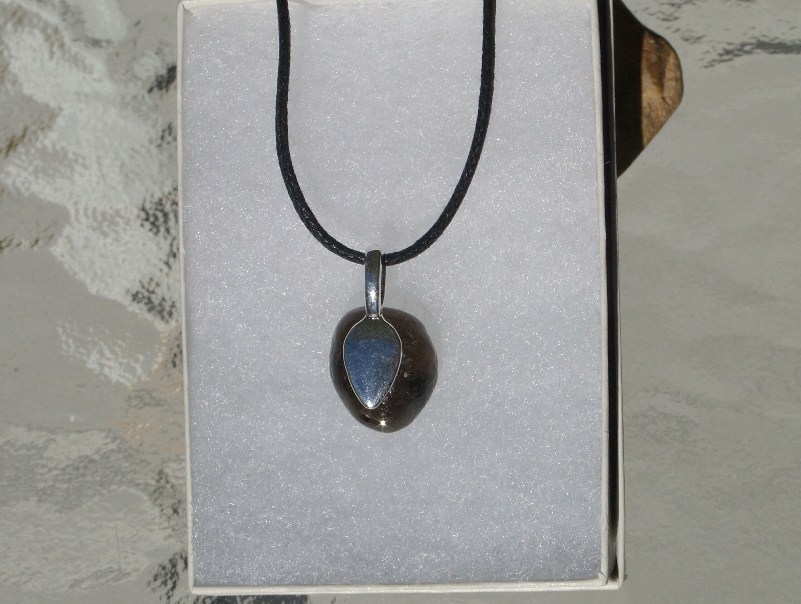 Natural Apache Tears Free Form Pendant Necklace Cleanse Negativity + Grief Small