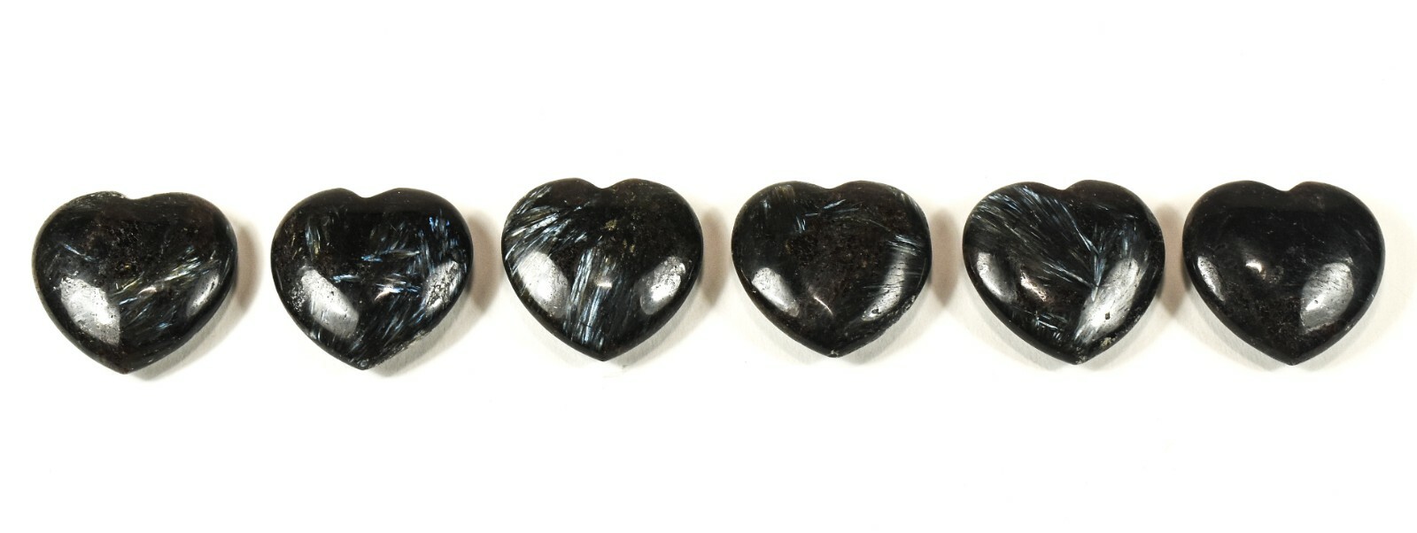 30mm Sparkling Astrophyllite w/ Red Garnet Crystal Mineral Heart – Russia 1,2PCs