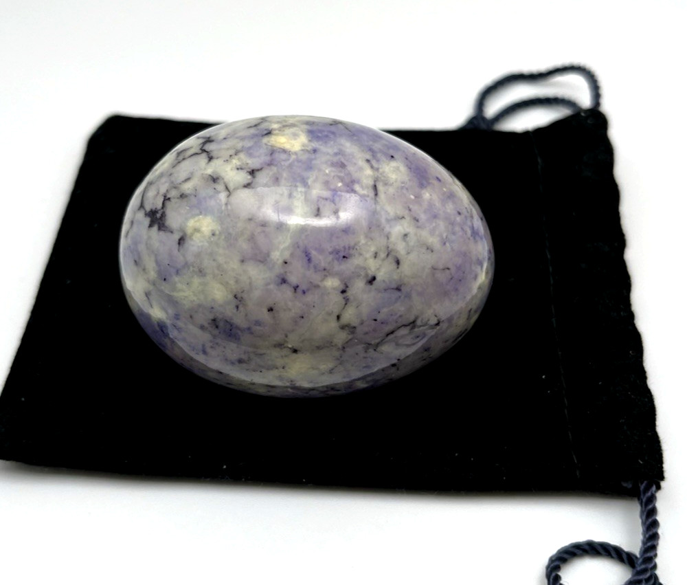 2 Natural Solid Veined Crystal Egg Polished Gemstone 222g Pink Red Purple Gray