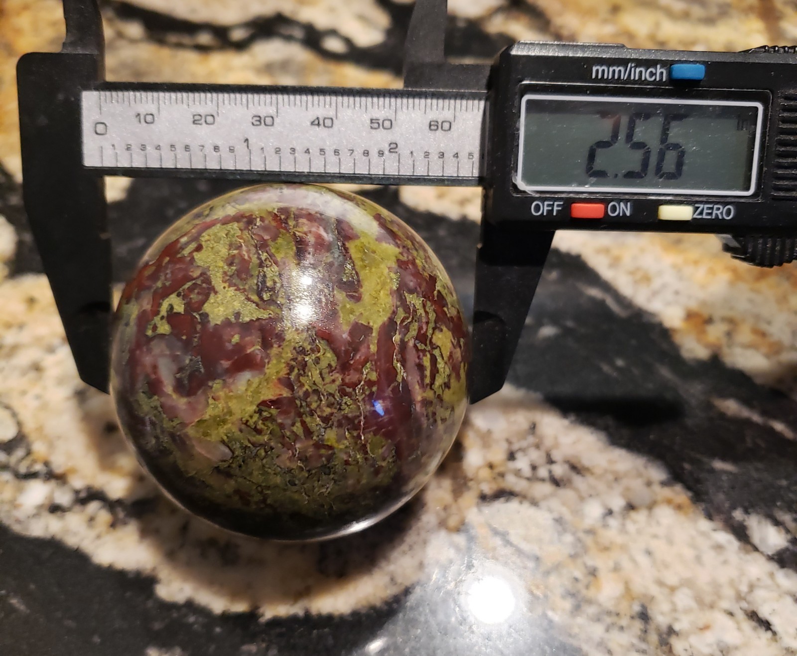 2.56″ Dragon’s Blood Stone Jasper Quartz Mineral Crystal Sphere Ball Orb, 444g