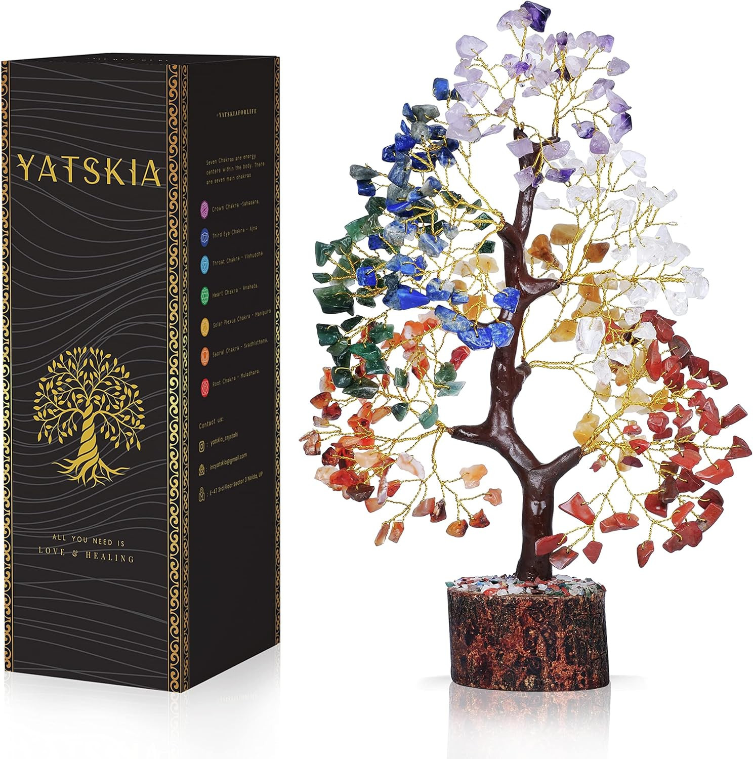 YATSKIA 7 Chakra Tree of Life – Crystals and Healing Stones | Birthday Gifts | C