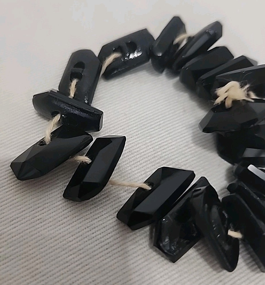 Black Crystal Rectangular Bracelet, Genuine 4.5″