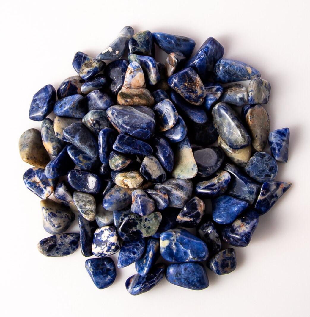 1/2 lb Tumbled Sodalite Quartz Gemstone Crystals 90-110 Stones Gem Rock Specimen