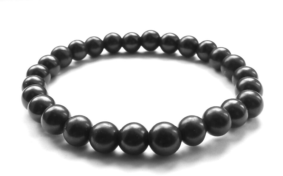 Shungite Bracelet 8mm beads, elastic cord – EMF Protection & Healing Crystal