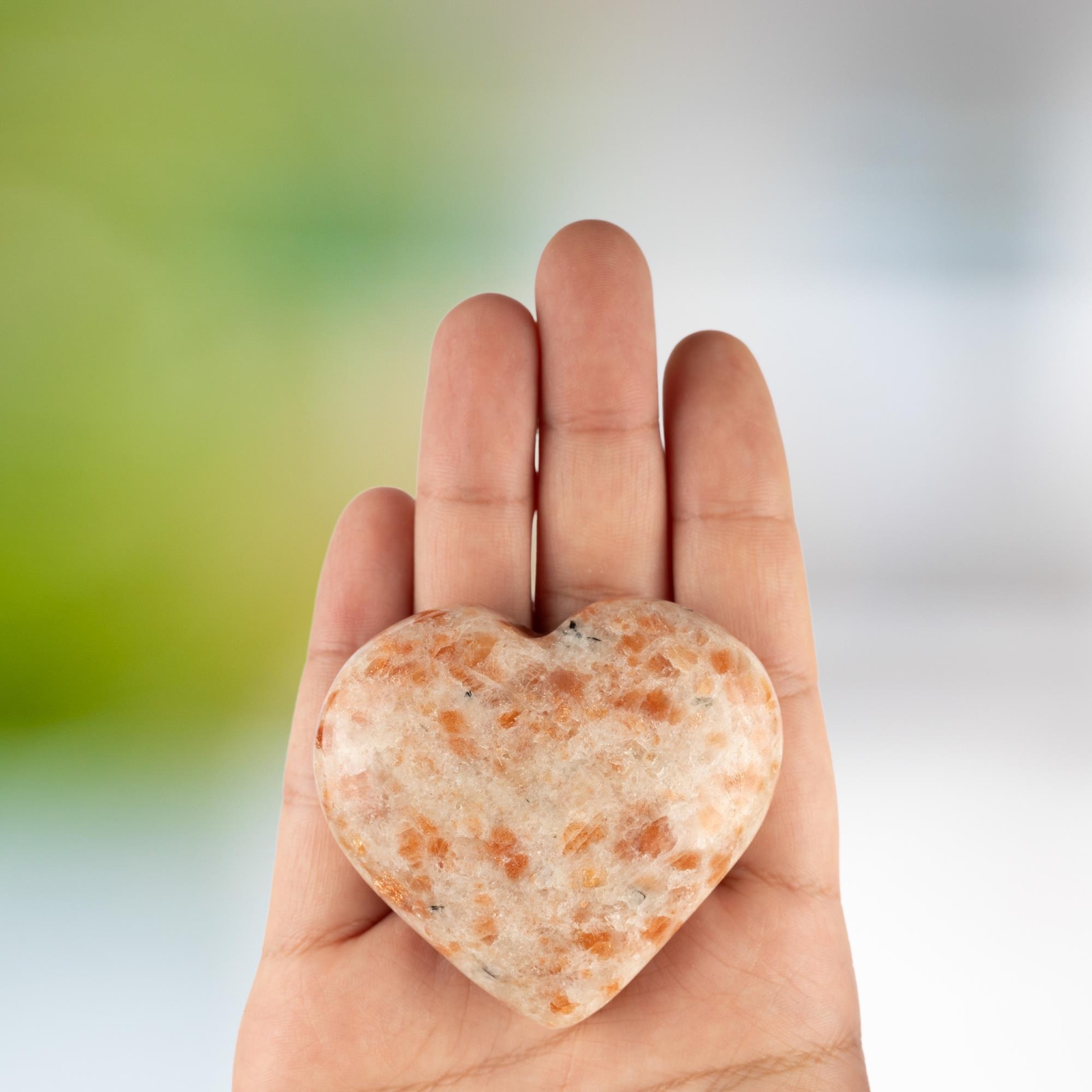 Sunstone Heart Shape Crystal Palm Stone, Polished Stone, Spiritual Gift