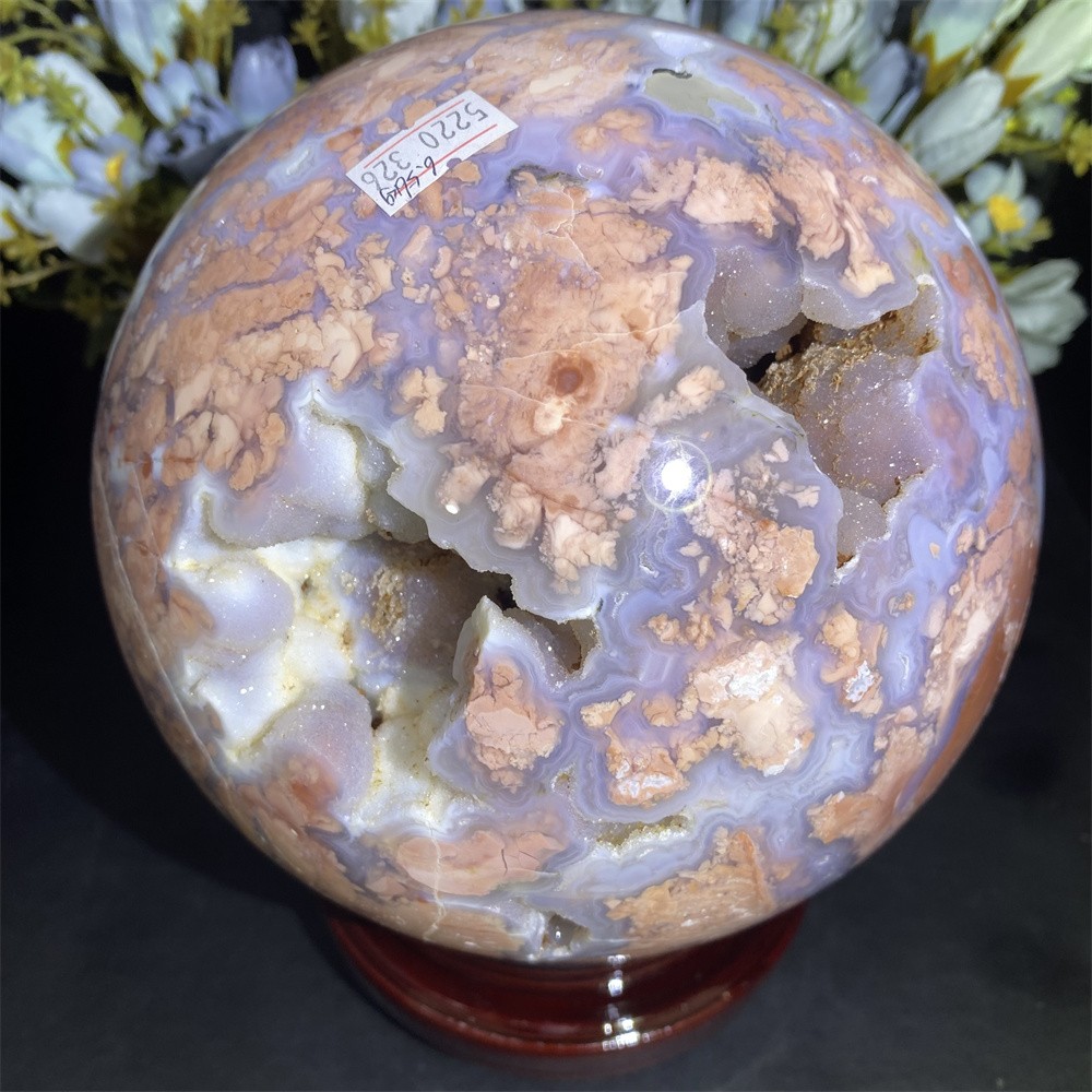 Customized Random 1pc 14.4LB 5.7″A+Natural Geode Petal Agate Sphere Reiki Ball