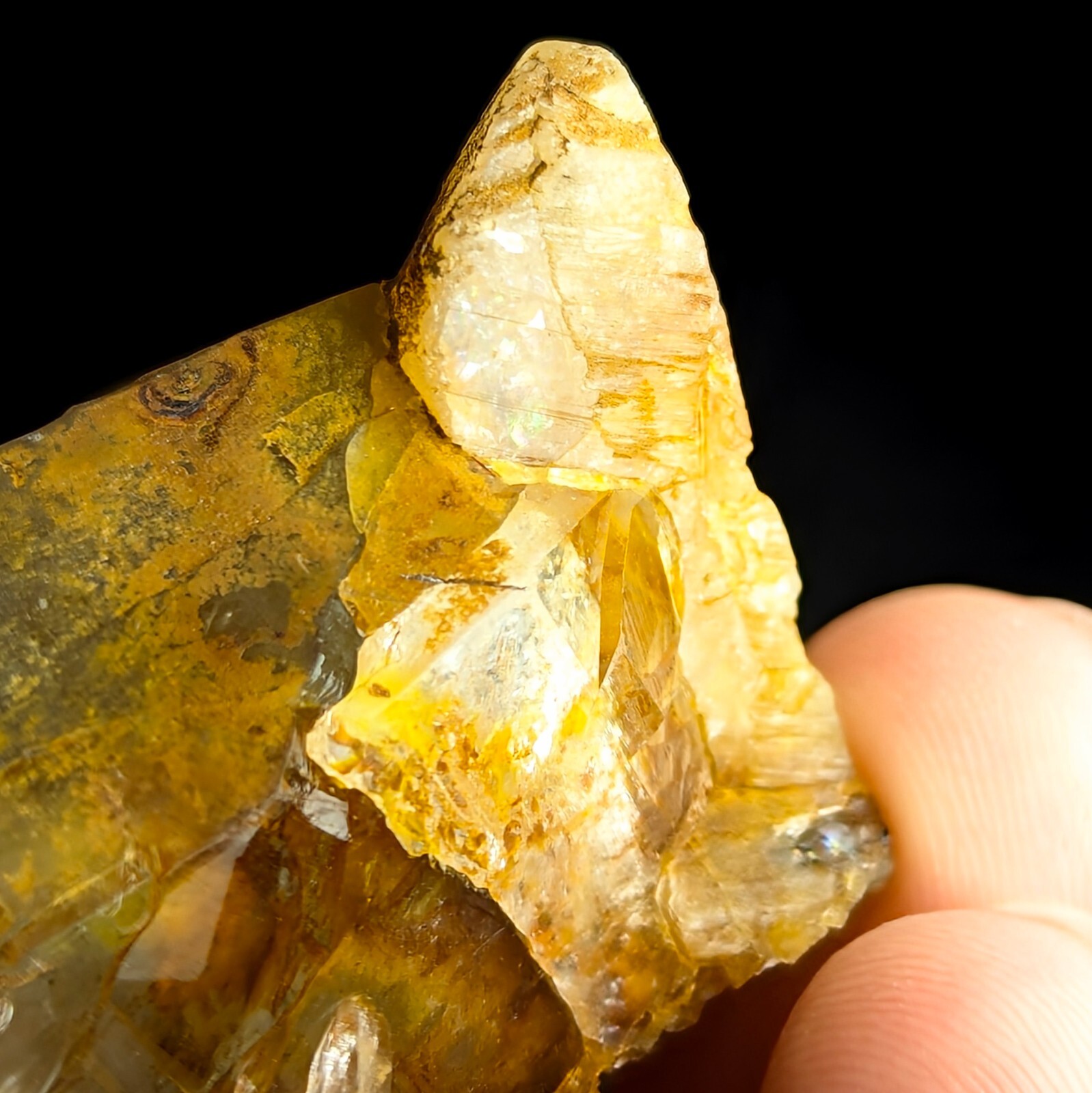 Cathedral Quartz Crystal with white calcite on matrix, from Pakistan, 126 grams