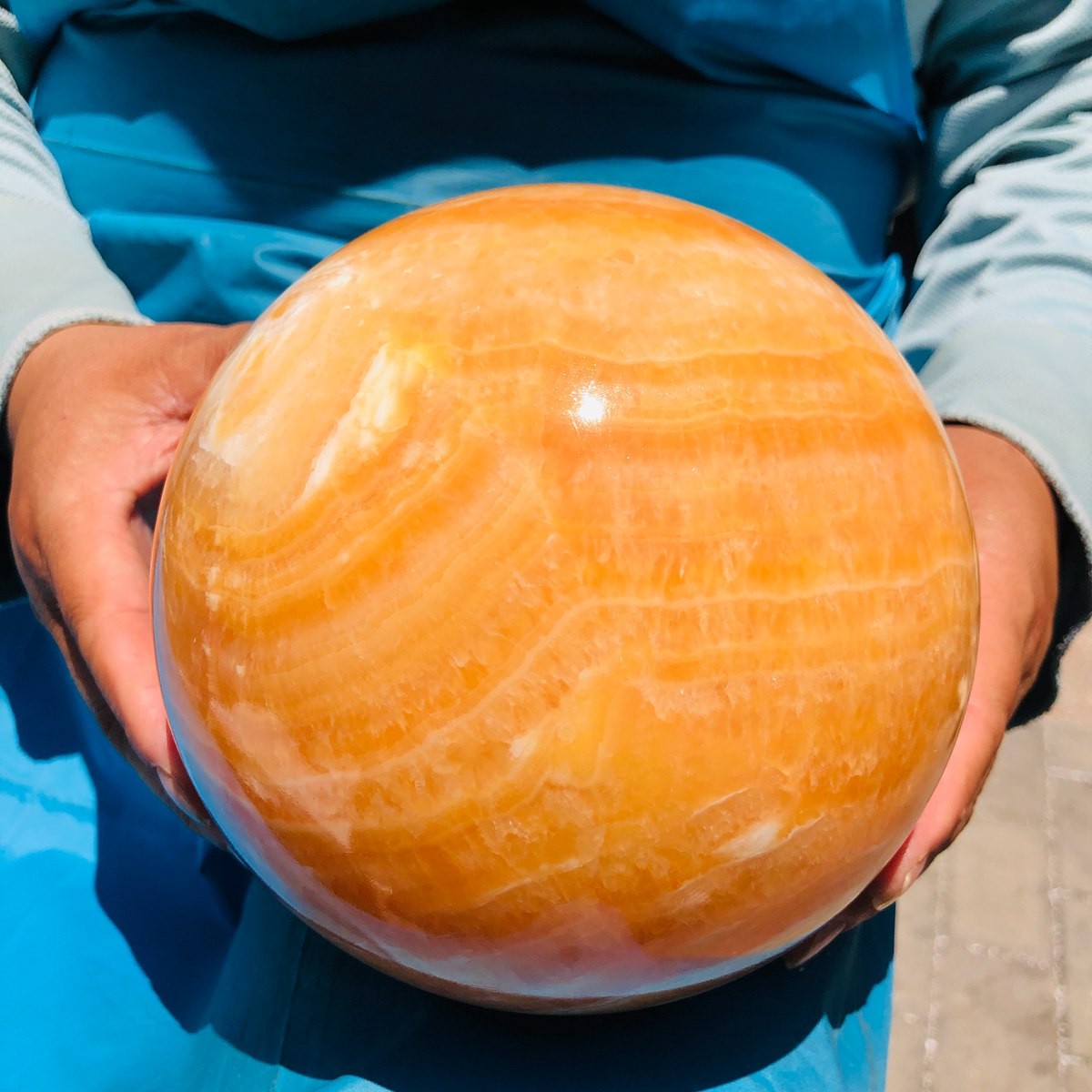 4420G Top Natural Yellow Calcite Ball Quartz Crystal Ball Reiki Healing 5530
