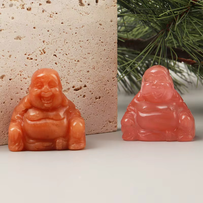 Jade Buddha Figurine 1.5” Hand Carved Natural Green Gemstone Reiki Crystal Hea