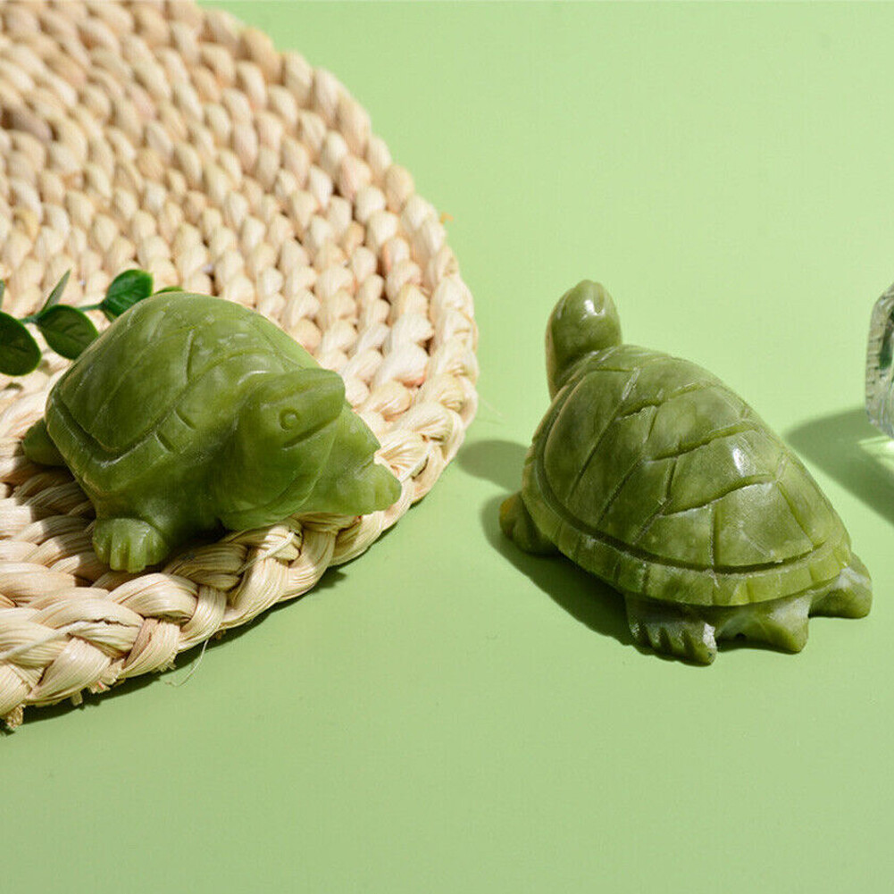 2PC Natural Quartz Jade Turtle Random Carving Carved Handmade Crystal Decor 8cm