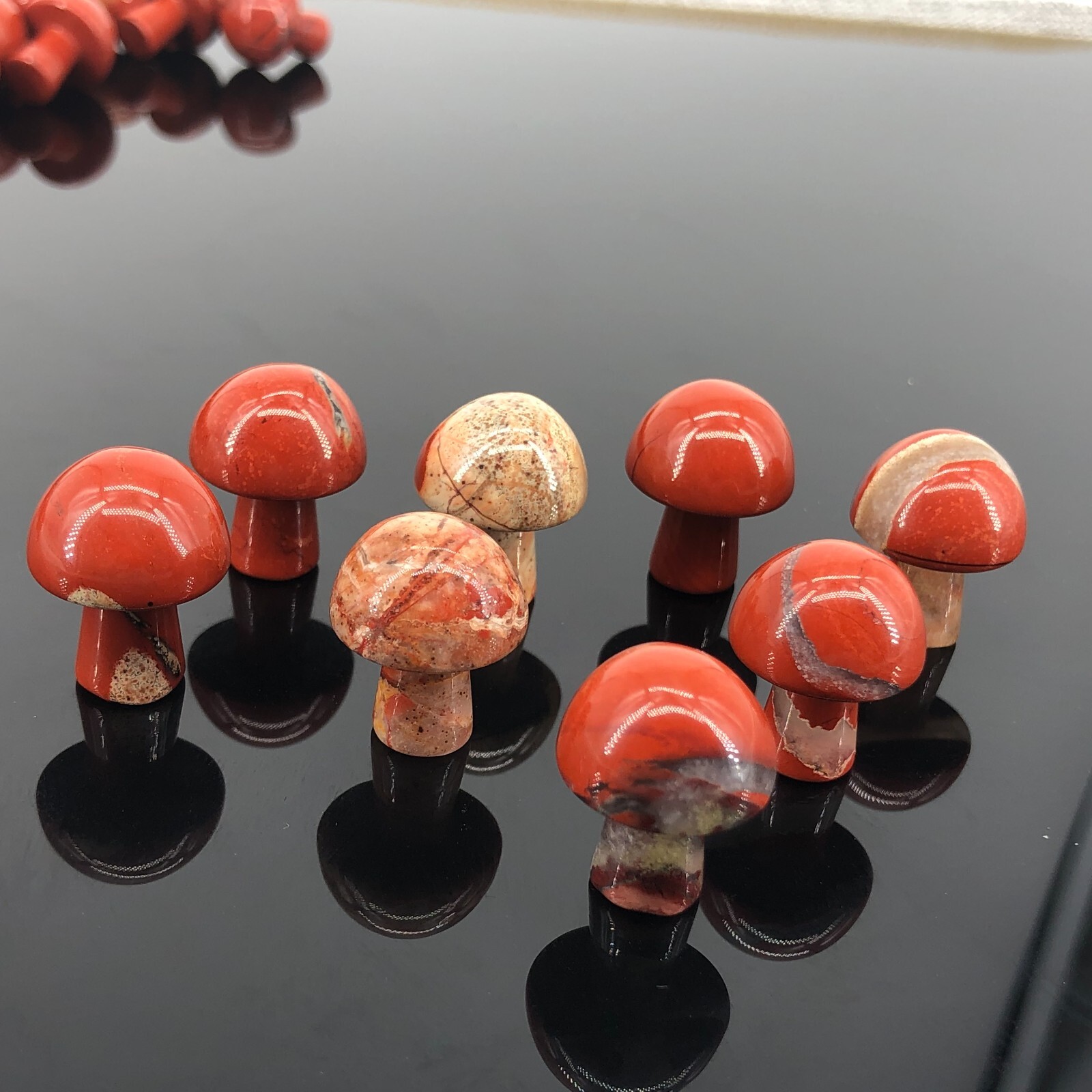 10pcs Natural Red Jasper Mushroom Skull Quartz Crystal Pendant Healing Mineral