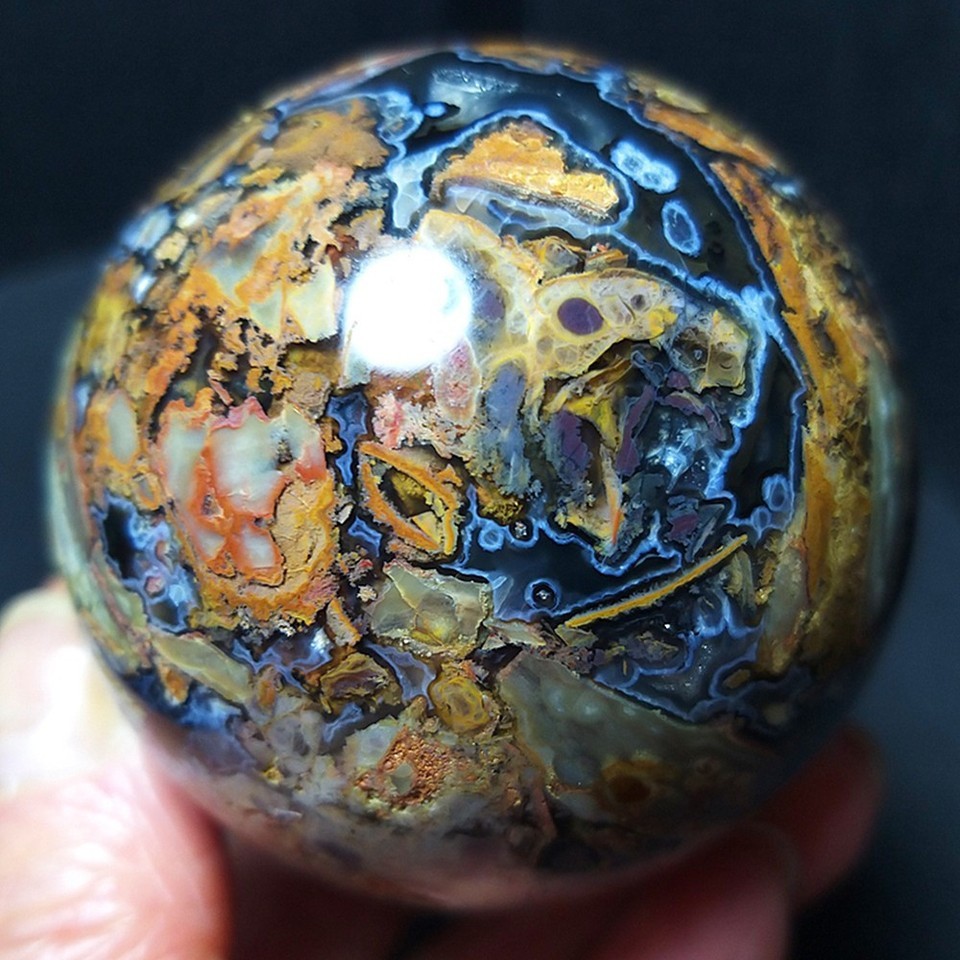 RARE 238.3g Natural Polished Colorful Agate Stone Ball Healing Madagascar AB1600