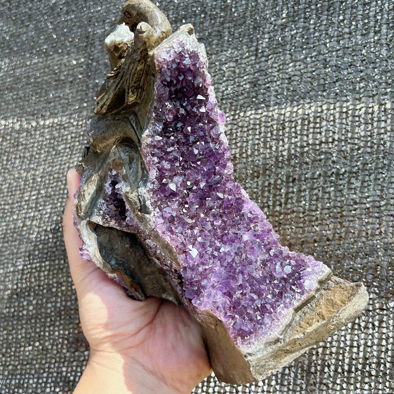4.1LB Natural Amethyst Clusters Quartz Mineral Hand-Carved magpie Healing A217