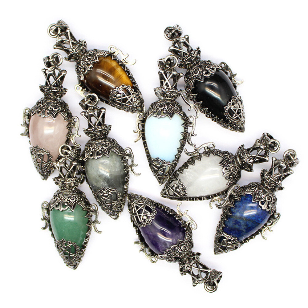 Chakra Egg Crystal Pendulum for Dowsing Spiritual Divination Stone Pendant Reiki