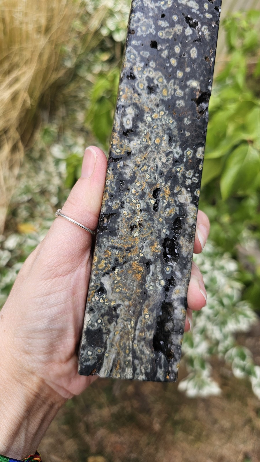 Large Rainforest Jasper Rhyolite tower Point Stone crystal Calming 1.02kg 31cm