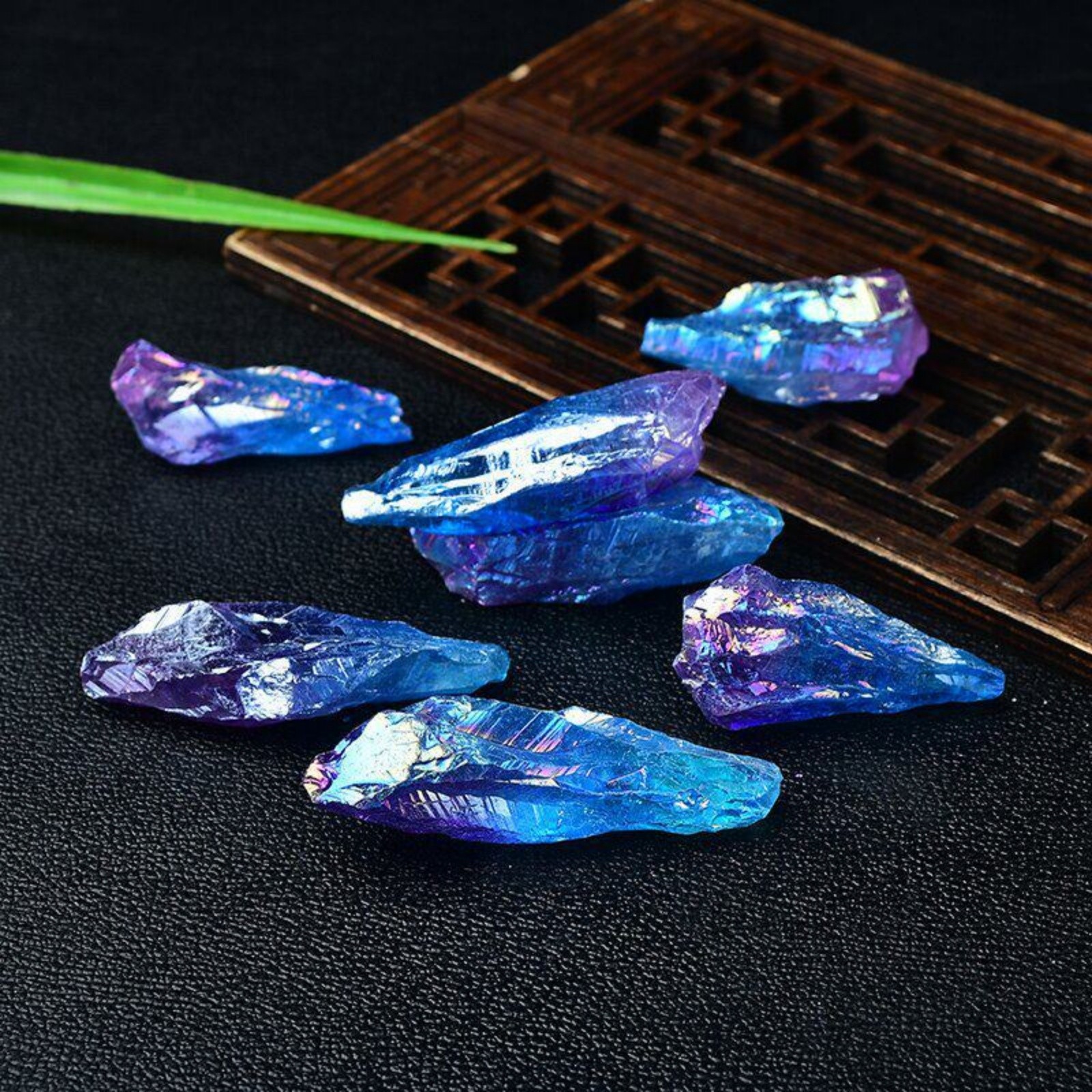 Electroplated Aura Crystal Quartz Rough Stone Blue Purple 200g Decor
