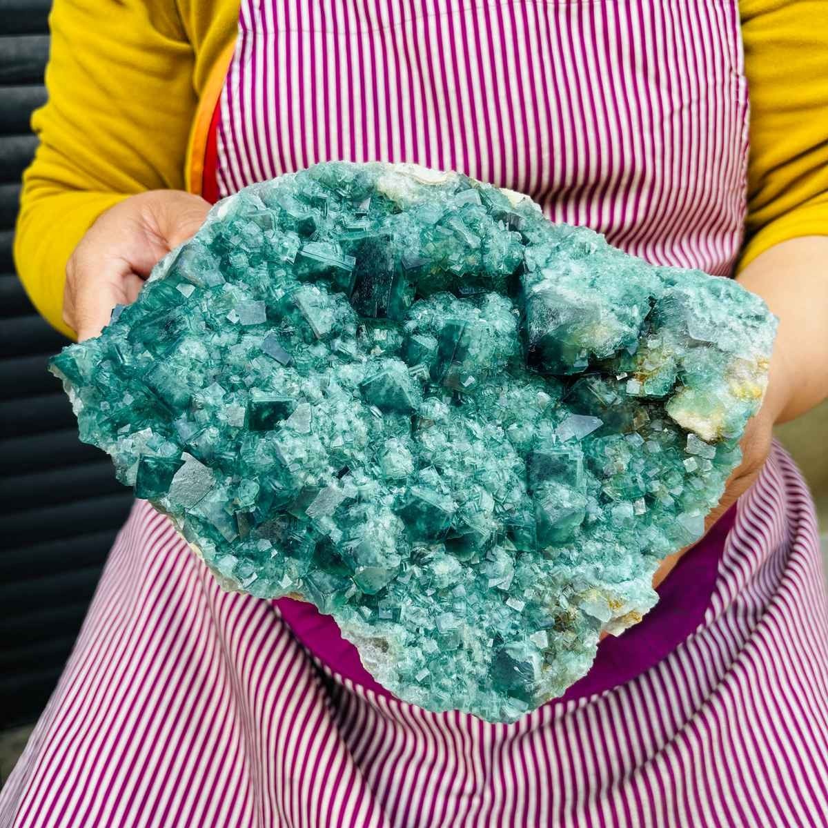 8.73LB Natural Green Cubic Fluorite Quartz Crystal Mineral Specimen healing