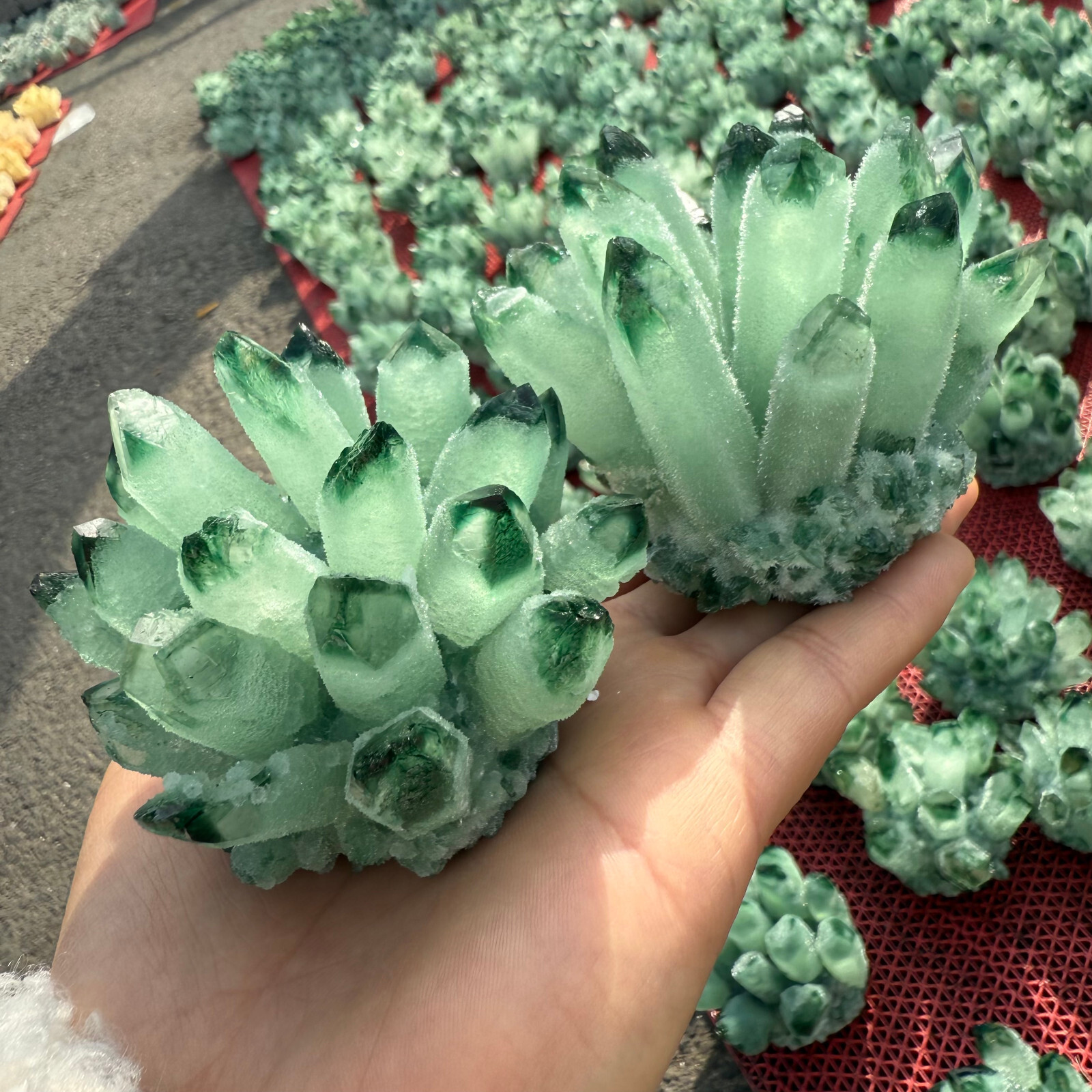 200g+Natural Green crystal Quartz Cluster Crystal Mineral Healing Rock Stone1pc