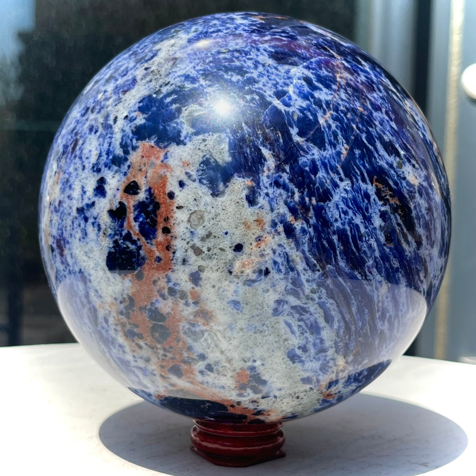 Natural Blue Sodalite Sphere Crystal Ball Healing Stone Reiki Chakra Gift 5.8 lb