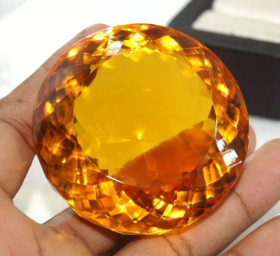 500 Ct Certified Yellow Huge Citrine Natural Brazilian Round Cut Loose Gemstone