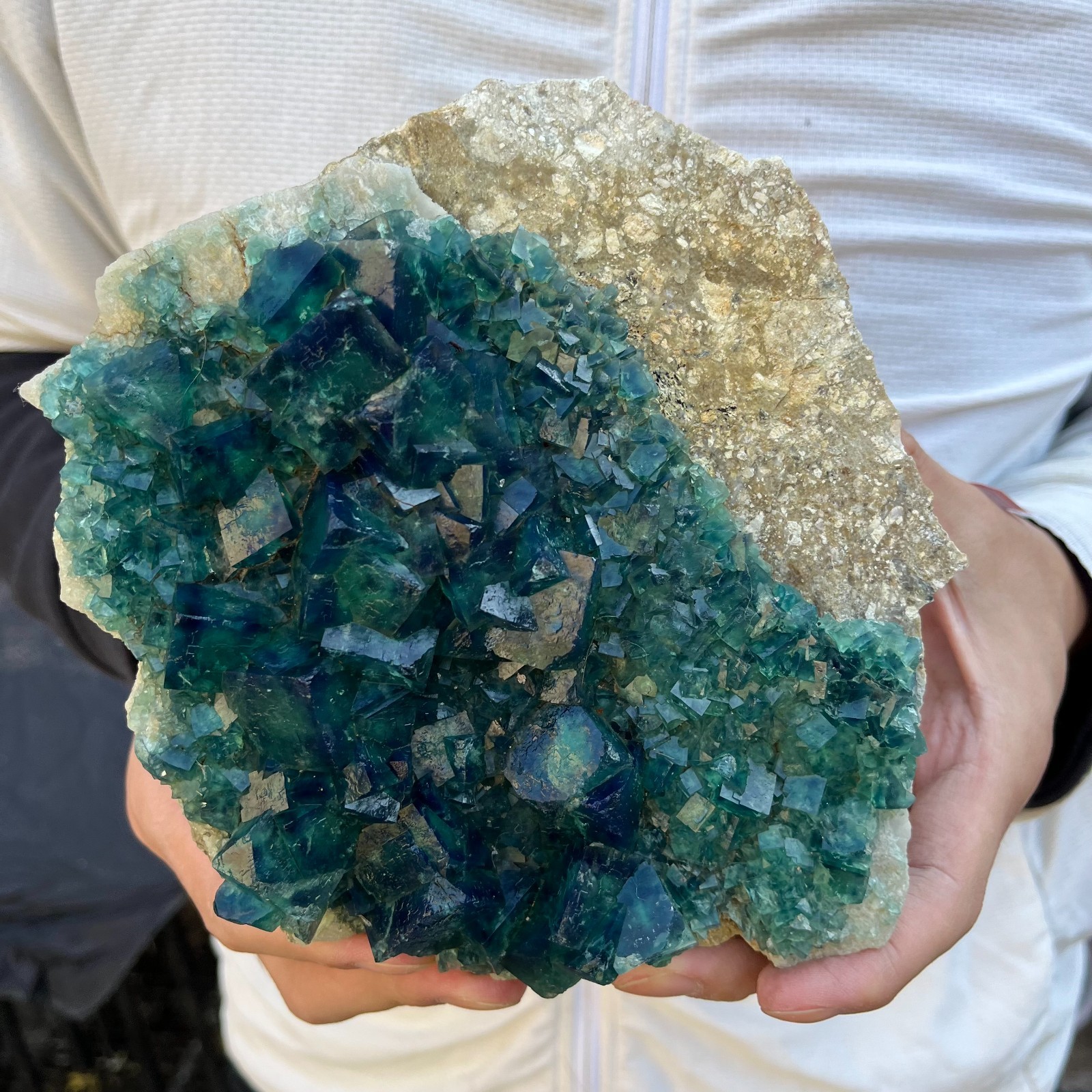 3.9lb Natural cubic green fluorite crystal cluster rough mineral specimen
