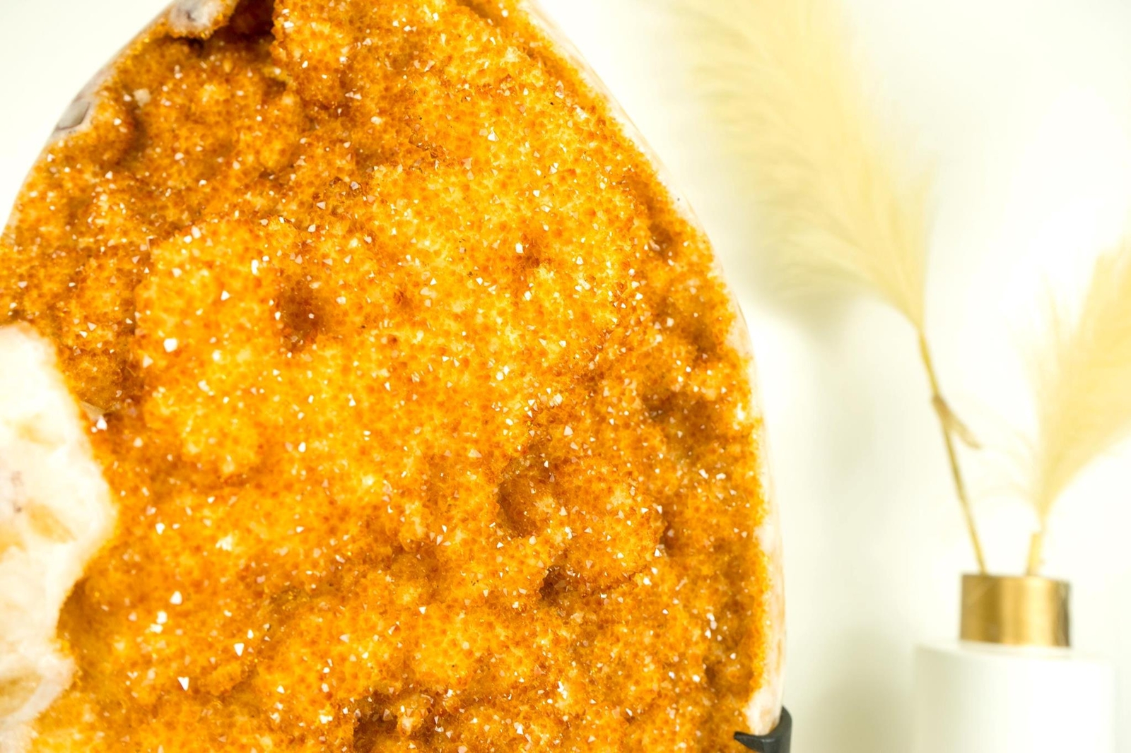 Rare Extra-Large Citrine Flower Cluster with Sparkling Golden-Orange Druzy and C