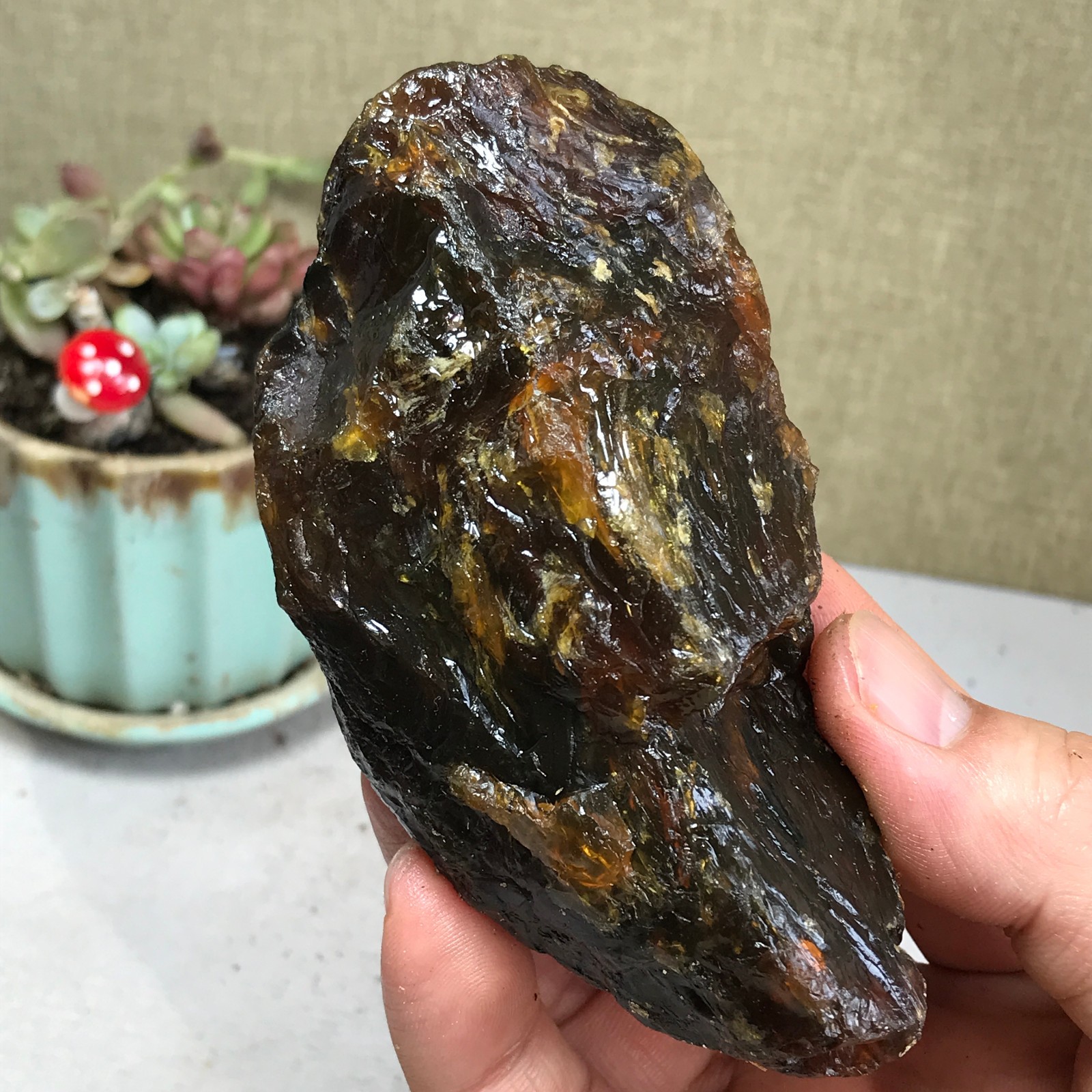 100-55-35mm Top Natural amber Crystal uncut gemstone Mineral Specimen A4204