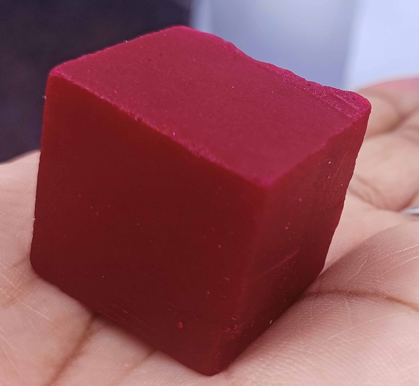 176 Ct Natural Burma Red Ruby Cube Uncut Dyed Rough Opaque Loose Gemstone 26H